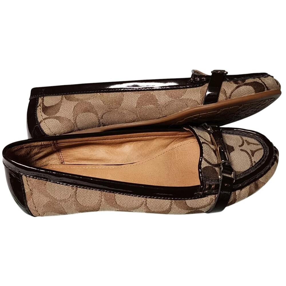 Coach Signature Canvas Loafers with Brown Accents, Size 7 - Picture 4 of 8